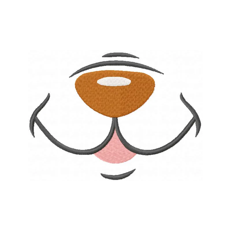 Preview of a cute bear nose embroidery design featured on a mask, showcasing detailed stitching patterns.