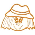 Preview of a one colored scarecrow head embroidery design, perfect for adding charm to t-shirts and tote bags.