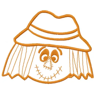 Preview of a one colored scarecrow head embroidery design, perfect for adding charm to t-shirts and tote bags.