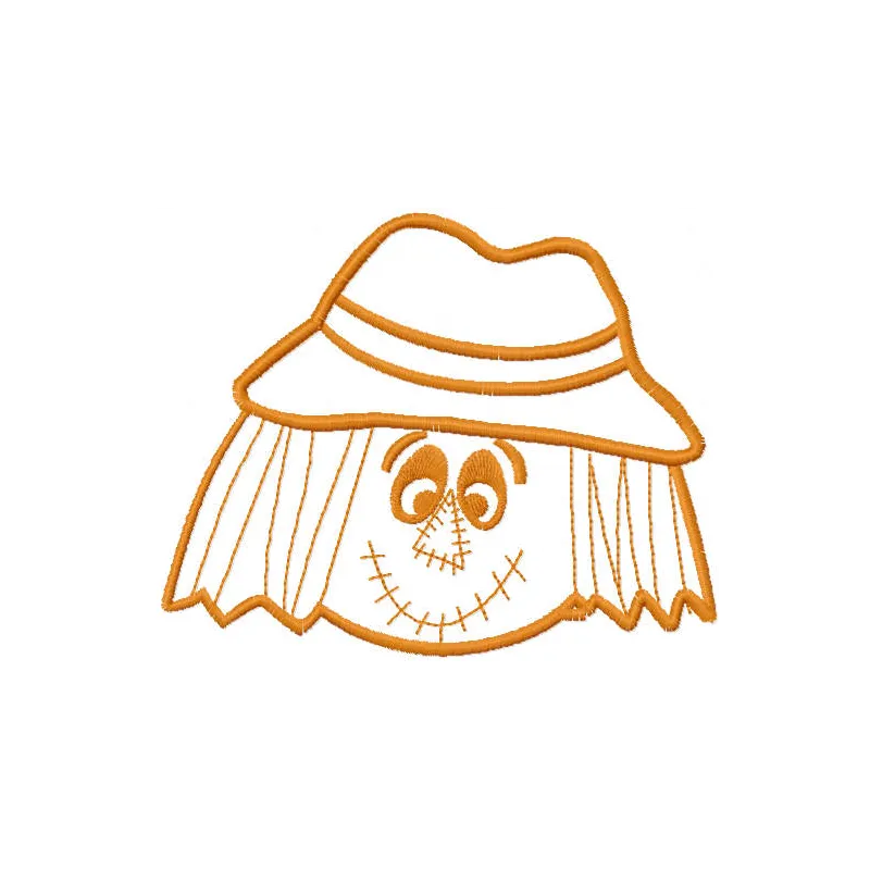 Preview of a one colored scarecrow head embroidery design, perfect for adding charm to t-shirts and tote bags.