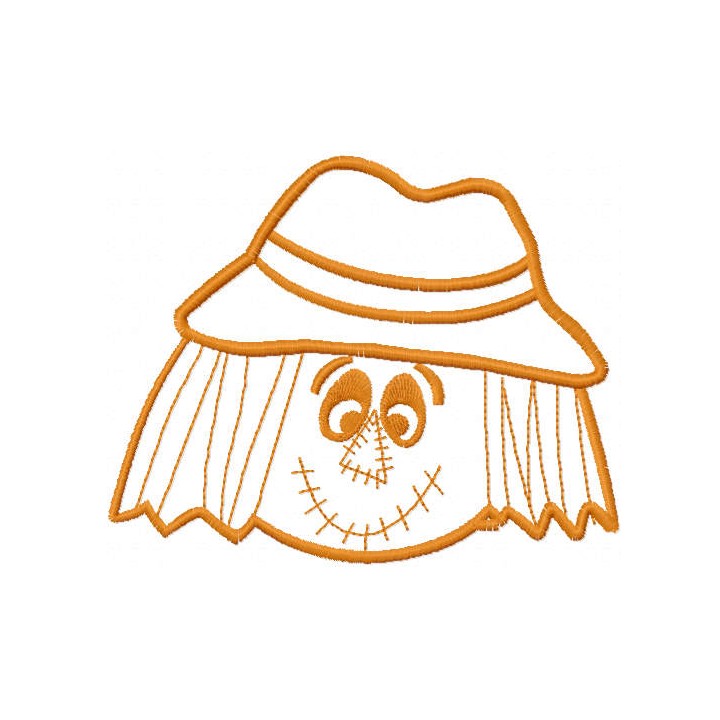 Scarecrow head one colored embroidery design - Embroidery Design