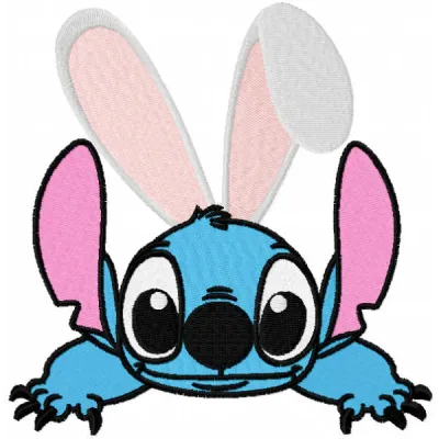 Funny Easter stitch embroidery design featuring Lilo and Stitch, perfect for adding whimsy to your holiday projects.
