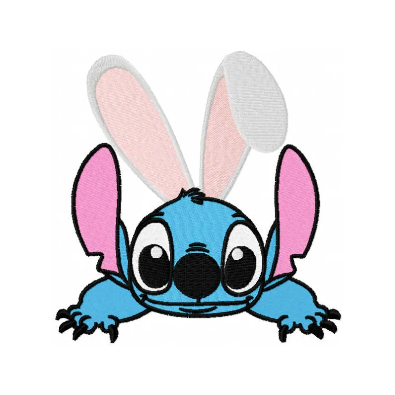 Funny Easter stitch embroidery design featuring Lilo and Stitch, perfect for adding whimsy to your holiday projects.