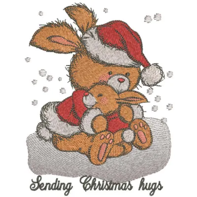 Preview of Sending Christmas Hugs embroidery design featuring festive motifs for holiday stitching projects.