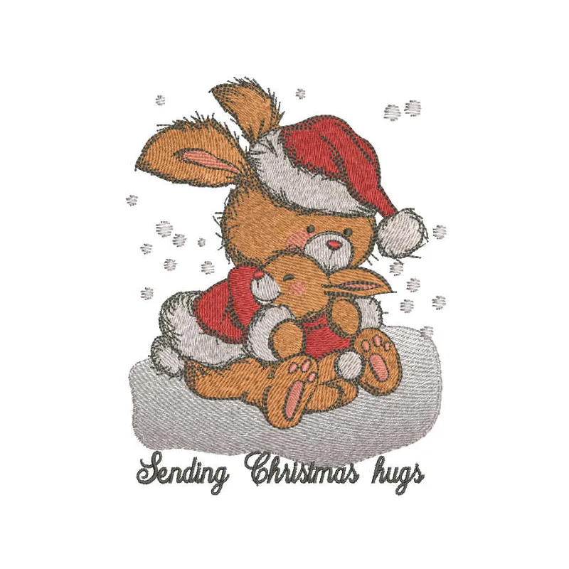 Preview of Sending Christmas Hugs embroidery design featuring festive motifs for holiday stitching projects.