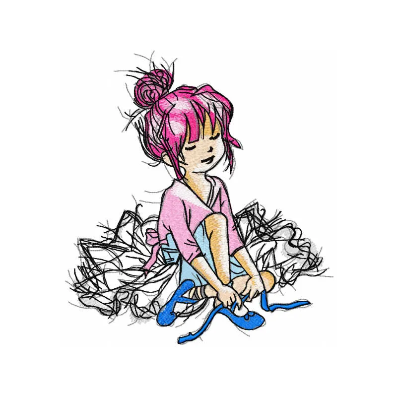 First dance lesson embroidery design featuring elegant dancers, ideal for stitching on apparel or home decor.