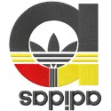 Adidas modern logo embroidery design showcasing intricate stitching patterns for fashion and apparel projects.