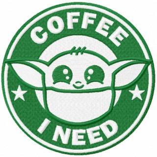 Yoda i need coffee embroidery design - Embroidery Design