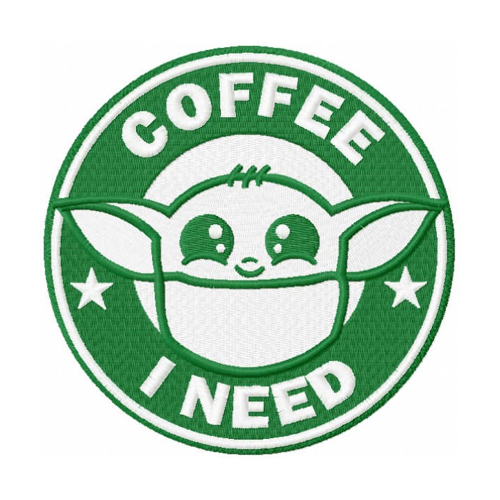 Yoda i need coffee embroidery design - Embroidery Design
