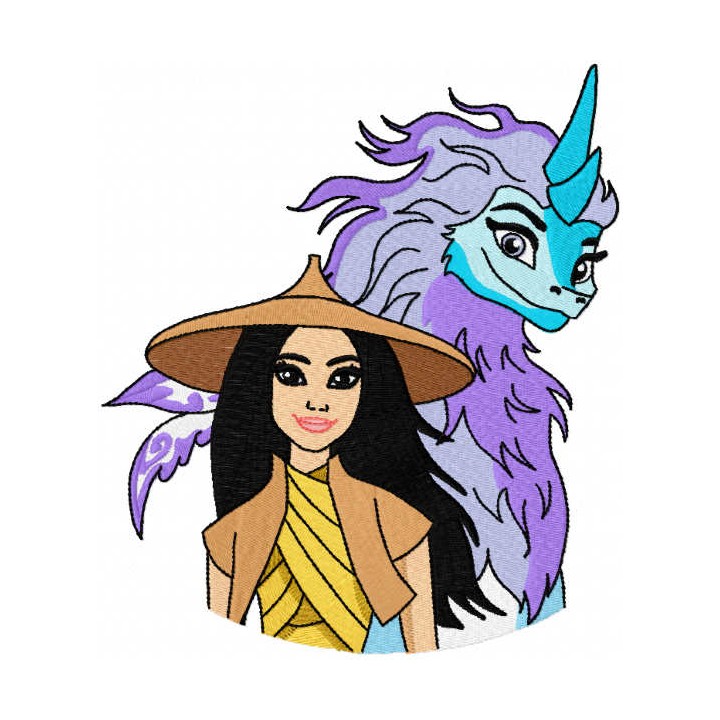 Raya and Sisu embroidery design - Embroidery Design