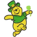 Winnie Pooh St. Patrick's Day dance embroidery design showcasing playful motifs for festive stitching.