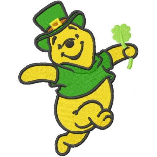 Winnie Pooh st patrick dance embroidery design - Embroidery Design