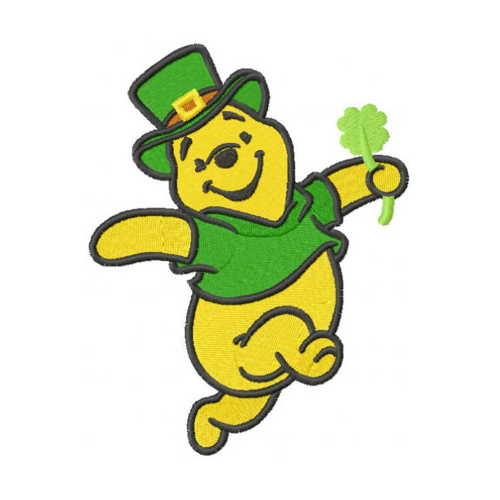 Winnie Pooh st patrick dance embroidery design - Embroidery Design