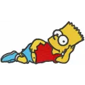 Embroidery design of Bart Simpson relaxing, showcasing a playful stitched motif for creative projects.
