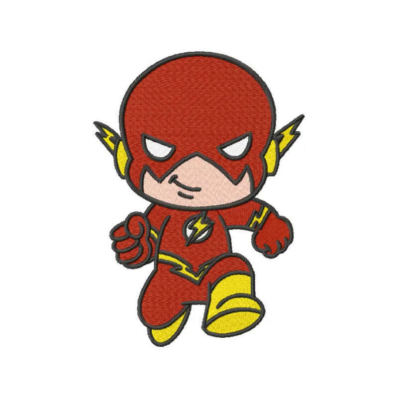 Preview of Baby Flash embroidery design featuring a superhero motif from the Avengers collection.