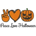 Preview of the Peace Love Halloween embroidery design featuring whimsical motifs for festive creations.
