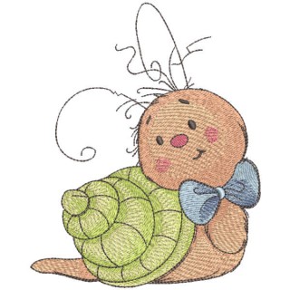 Baby snail artist embroidery design - Embroidery Design