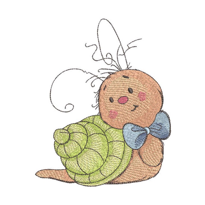 Baby snail artist embroidery design - Embroidery Design