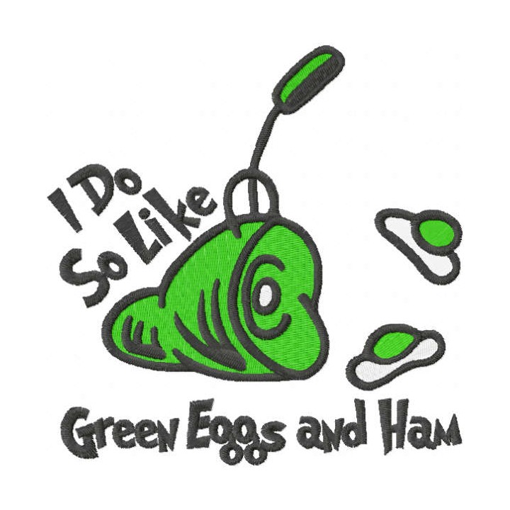 I do so like green eggs and ham embroidery design - Embroidery Design
