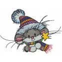 Embroidery design of a mouse dressed for a winter walk, showcasing adorable details for creative stitching.