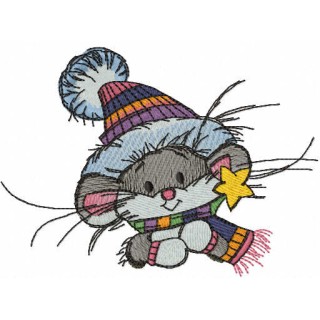 Mouse ready for winter walk embroidery design - Embroidery Design