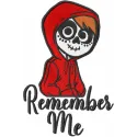 Preview of the Remember Me Miguel embroidery design inspired by Coco, showcasing intricate stitching patterns.