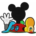 Modern Mickey Mouse Clubhouse embroidery design featuring playful motifs, ideal for t-shirts and baby onesies.