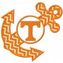 Tennessee Volunteers anchor monogram embroidery design preview showcasing intricate stitching patterns.