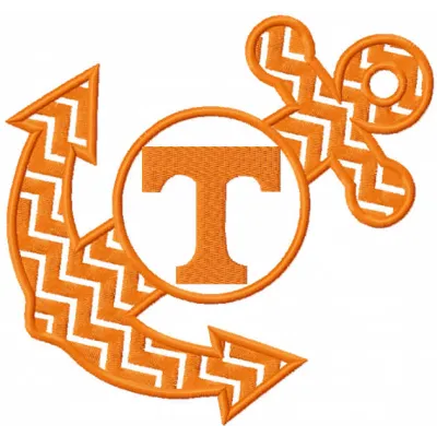 Tennessee Volunteers anchor monogram embroidery design preview showcasing intricate stitching patterns.