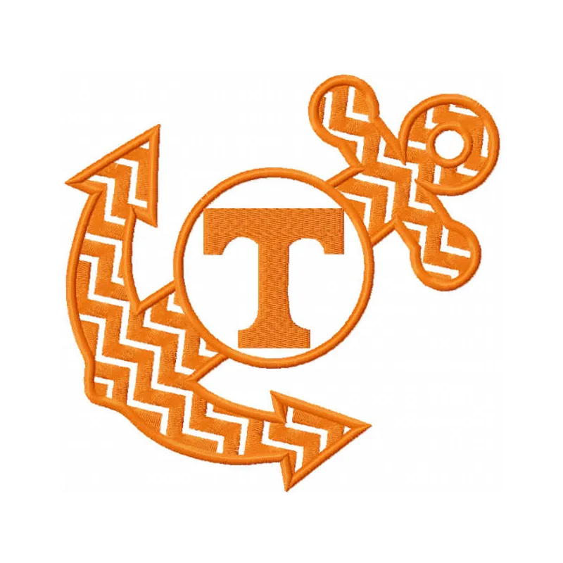 Tennessee Volunteers anchor monogram embroidery design preview showcasing intricate stitching patterns.