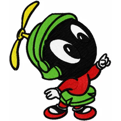 Dreaming Marvin embroidery design from Looney Tunes, showcasing a fun and whimsical stitched motif.
