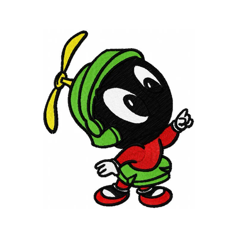 Dreaming Marvin embroidery design from Looney Tunes, showcasing a fun and whimsical stitched motif.
