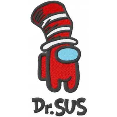 Dr Sus embroidery design featuring vibrant colors, ideal for stitching on t-shirts or tote bags.