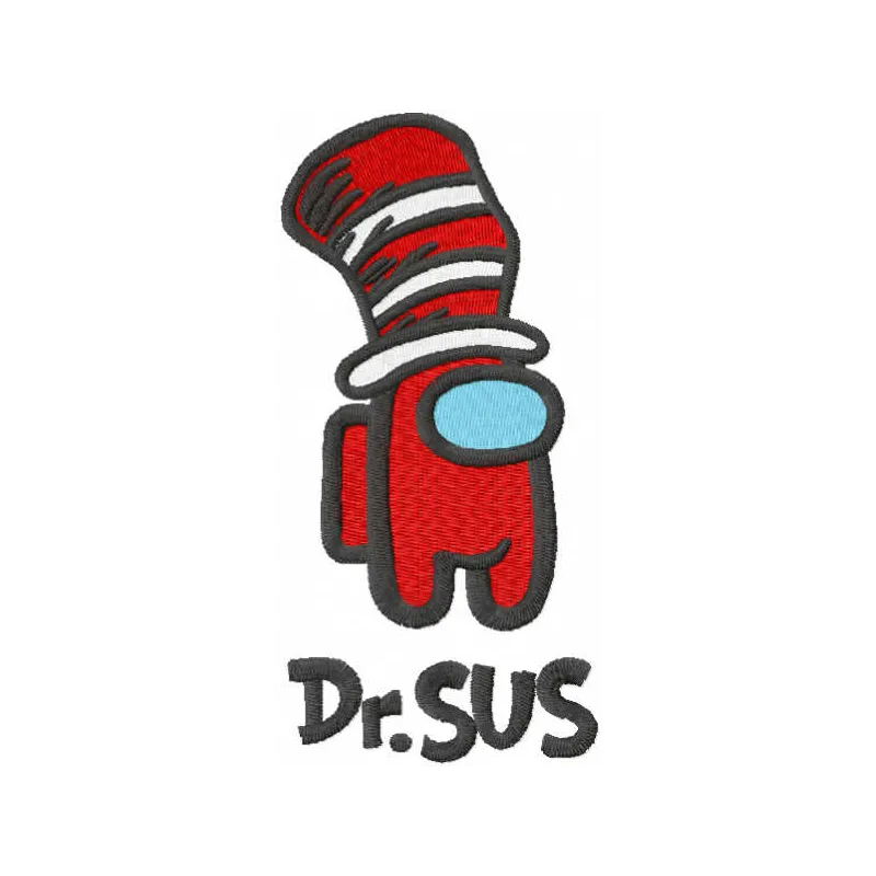 Dr Sus embroidery design featuring vibrant colors, ideal for stitching on t-shirts or tote bags.