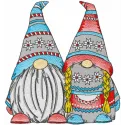 Two dwarves embroidery design featuring charming gnome motifs, ideal for embellishing various projects.