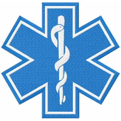 Star of Life embroidery design showcasing a symbolic motif for police and emergency services.
