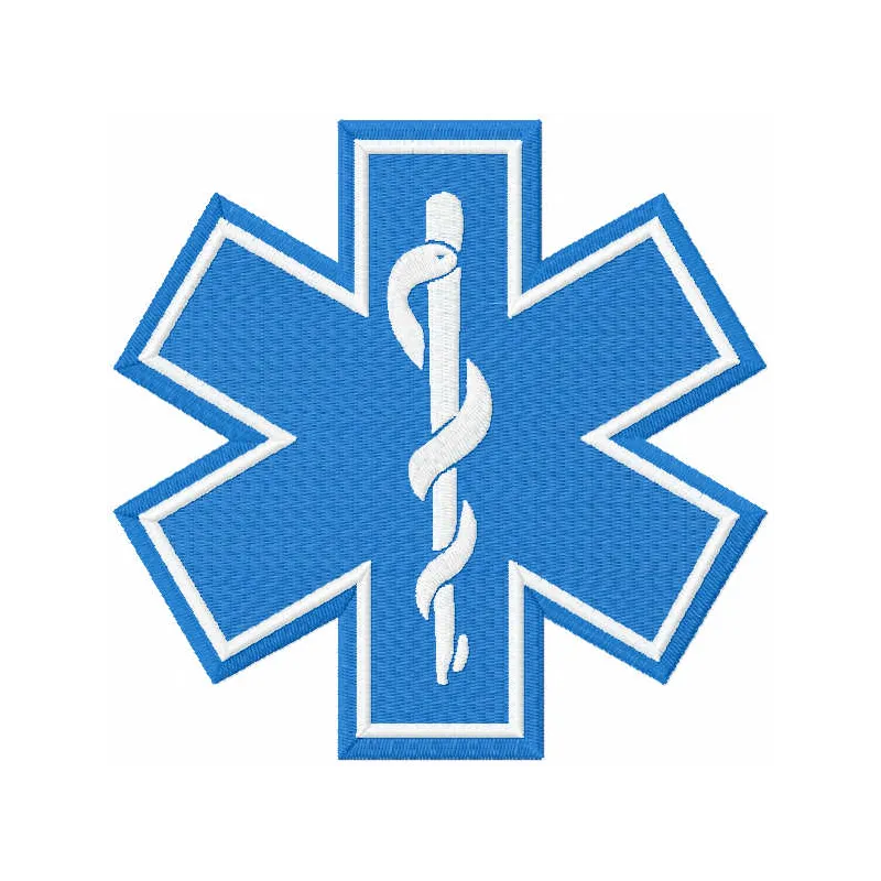 Star of Life embroidery design showcasing a symbolic motif for police and emergency services.