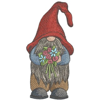 Dwarf with flowers embroidery design - Embroidery Design