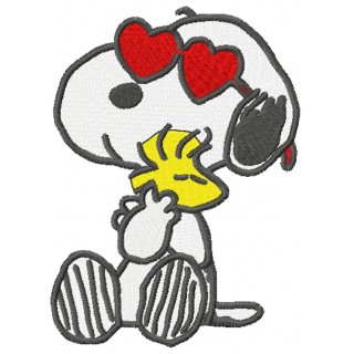 Snoopy loving woodstock embroidery design - Embroidery Design