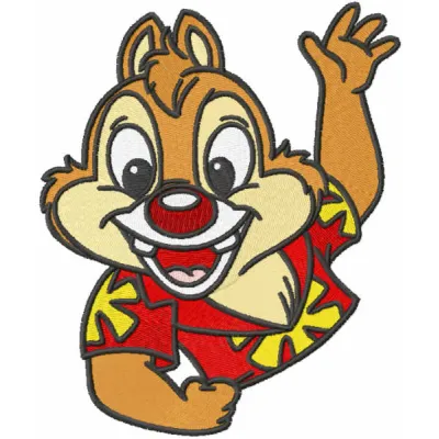 Dale Hawaii embroidery design featuring Dale from Chip and Dale, perfect for stitching on t-shirts and tote bags.