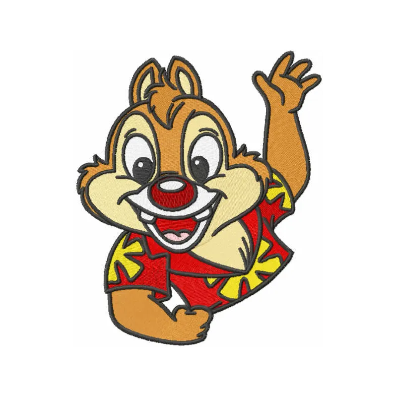 Dale Hawaii embroidery design featuring Dale from Chip and Dale, perfect for stitching on t-shirts and tote bags.