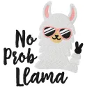 Preview of the No Prob Llama embroidery design featuring a whimsical llama motif, perfect for crafting projects.