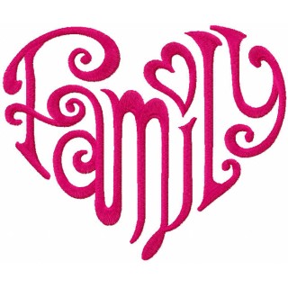 Family heart embroidery design - Embroidery Design