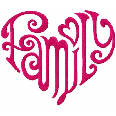 Family heart embroidery design featuring a warm, stitched motif ideal for personalized gifts and home decor.