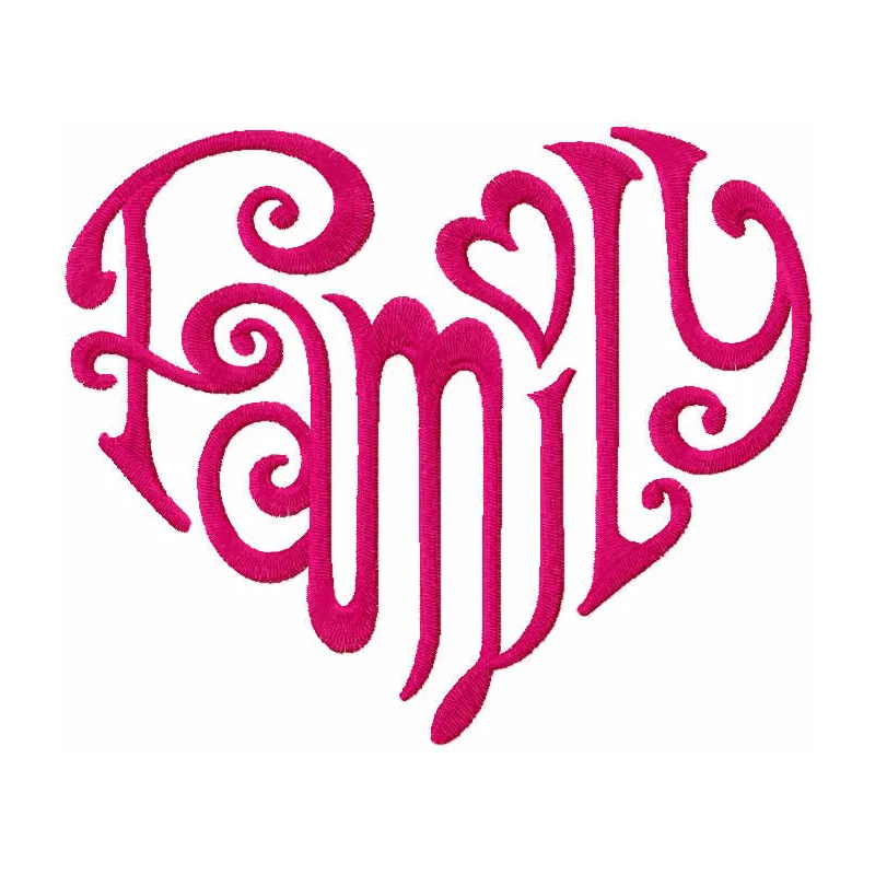 Family heart embroidery design featuring a warm, stitched motif ideal for personalized gifts and home decor.