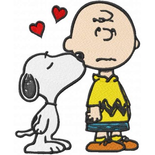 Snoopy kissing Charlie brown embroidery design - Embroidery Design