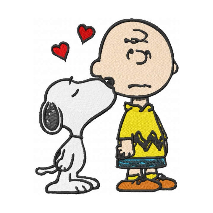 Snoopy kissing Charlie brown embroidery design - Embroidery Design
