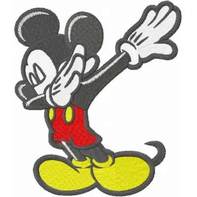 Dabbing Mickey embroidery design featuring a playful Mickey Mouse motif, ideal for creative projects.