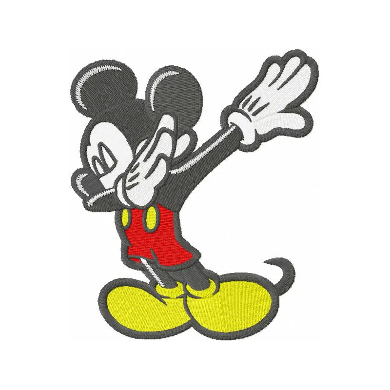 Dabbing Mickey embroidery design featuring a playful Mickey Mouse motif, ideal for creative projects.