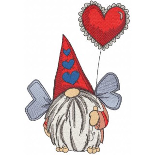 Dwarf with wings and balloon embroidery design - Embroidery Design